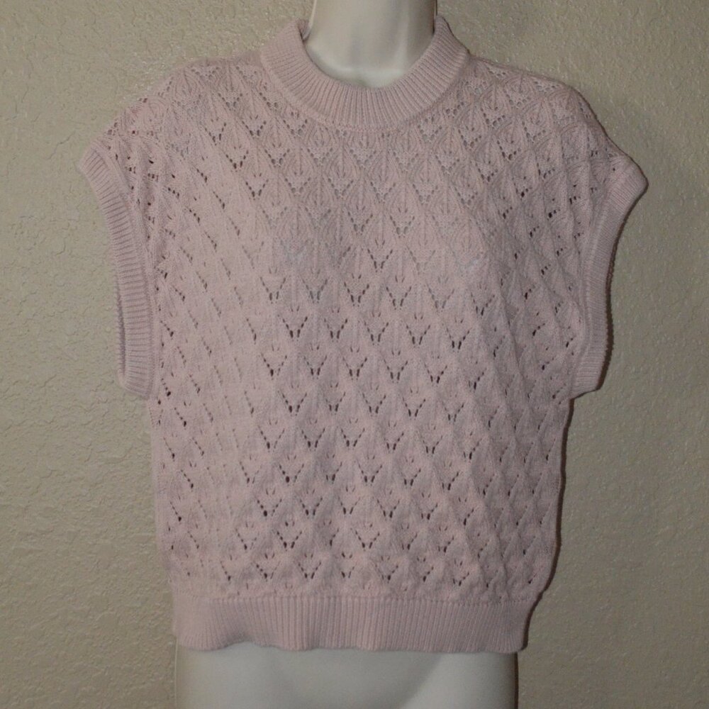 Sz XS/S Mr. Mittens Pink Knit Cotton Cap Sleeve Sweater Top